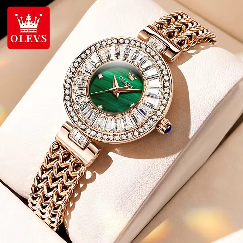 Olevs 9959 Green Mother of Pearl Dial Rose Gold ladies Watch